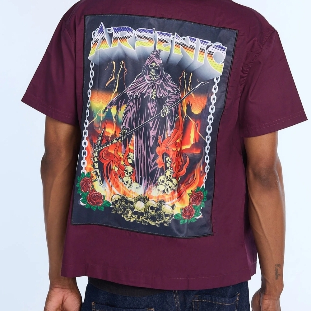 🔴NEW TAGS ON🔴 ARSENIC.         Men’s Short-Sleeve Graphic Shirt in Burgundy
